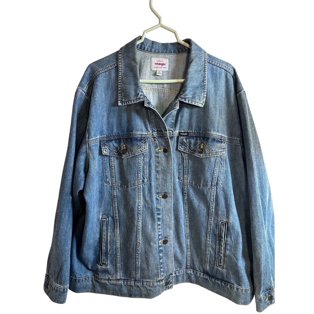 Wrangler Denim Trucker Jacket 3X Blue Cotton Button Up Mens
